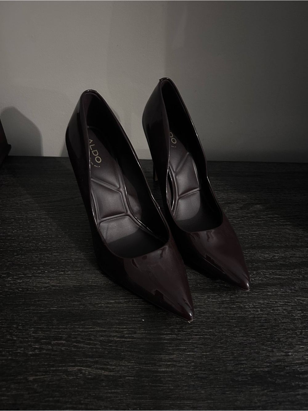 Aldo Patent Leather Pointed Toe Pumps in Brown
